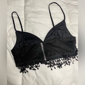 Floral crop top with zipper on the back